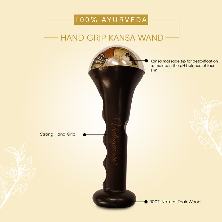 Kansa Wand Hand Grip Face Massager (Dark Brown) - Vintageware