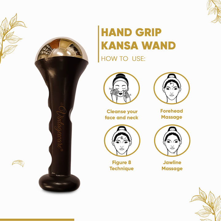 Kansa Wand Hand Grip Face Massager (Dark Brown) - Vintageware
