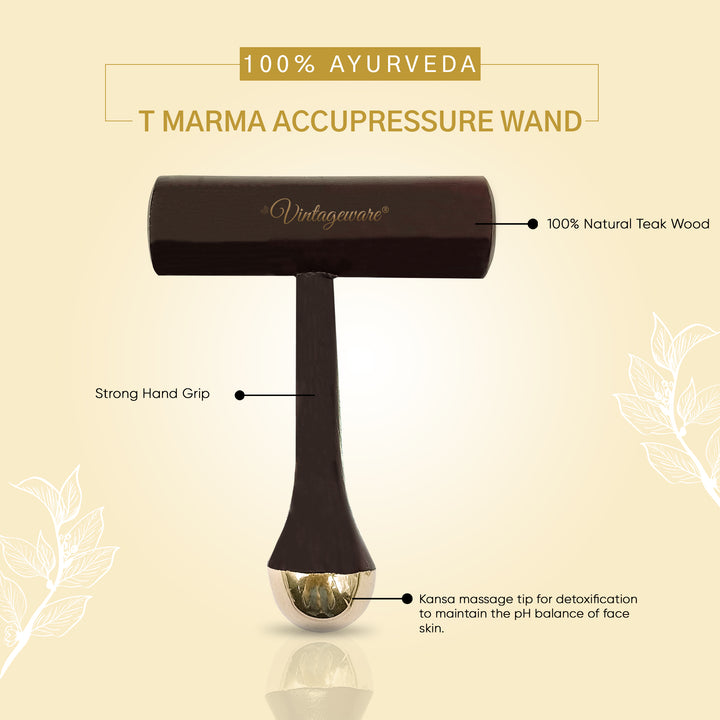 Kansa Wand T Marma Massager For Acupressure (Dark Brown) - Vintageware