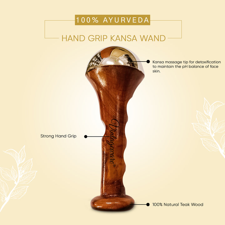 Kansa Wand Hand Grip Face Massager (Natural Brown) - Vintageware