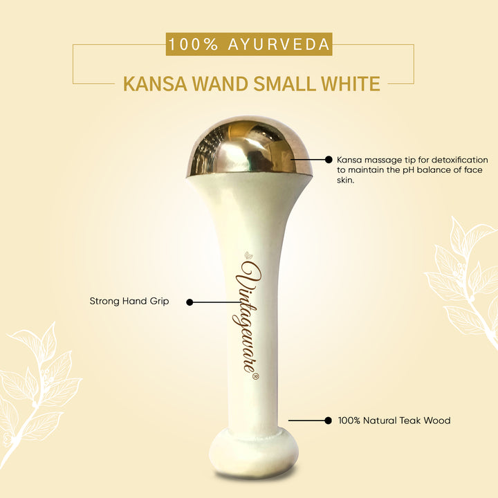Kansa Wand Face Massager (White, Small) - Vintageware