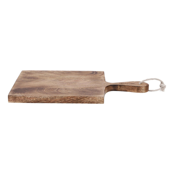 Handcrafted Rectangular Shape Wooden Chopping Board With Handle (15 Inch) - Vintageware