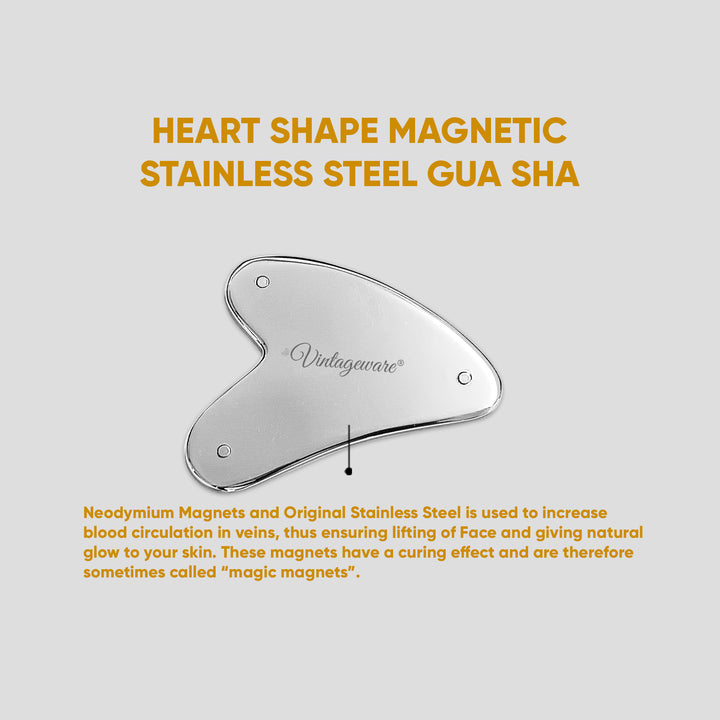 Magnetic Stainless Steel Gua Sha Face Massager (Heart Shape) - Vintageware