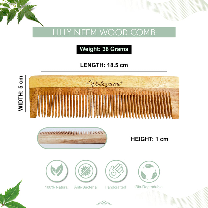 Lilly Pure Neem Wood Comb - Vintageware