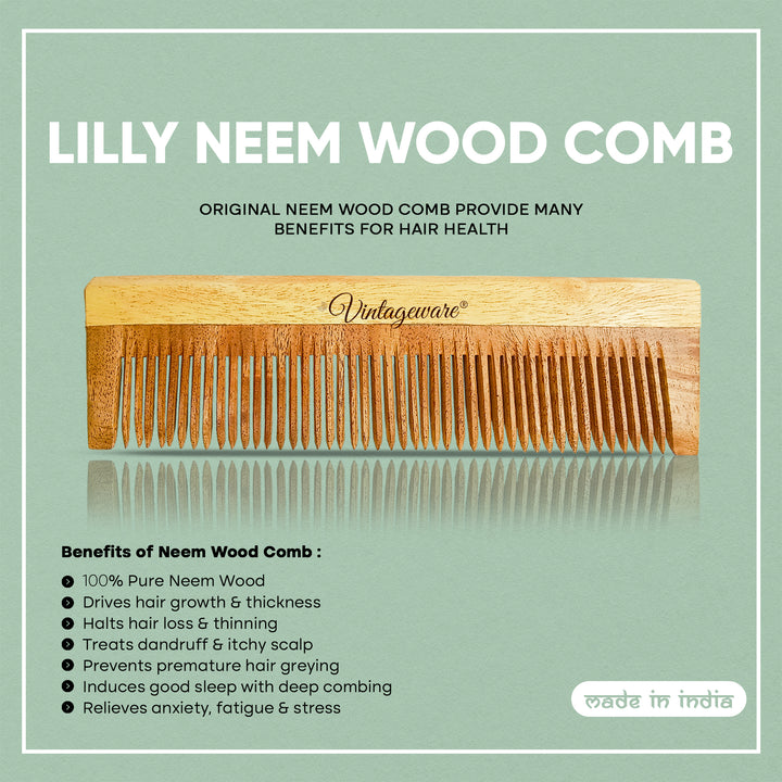 Lilly Pure Neem Wood Comb - Vintageware