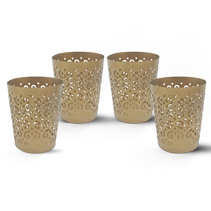 Metal Tealight Candle Holders (Set of 4, Golden) - Vintageware