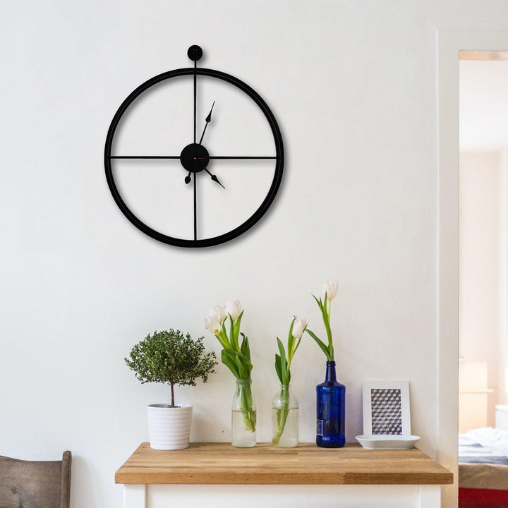 Handcrafted Double Frame Metal Wall Clock (24 Inch, Black) - Vintageware