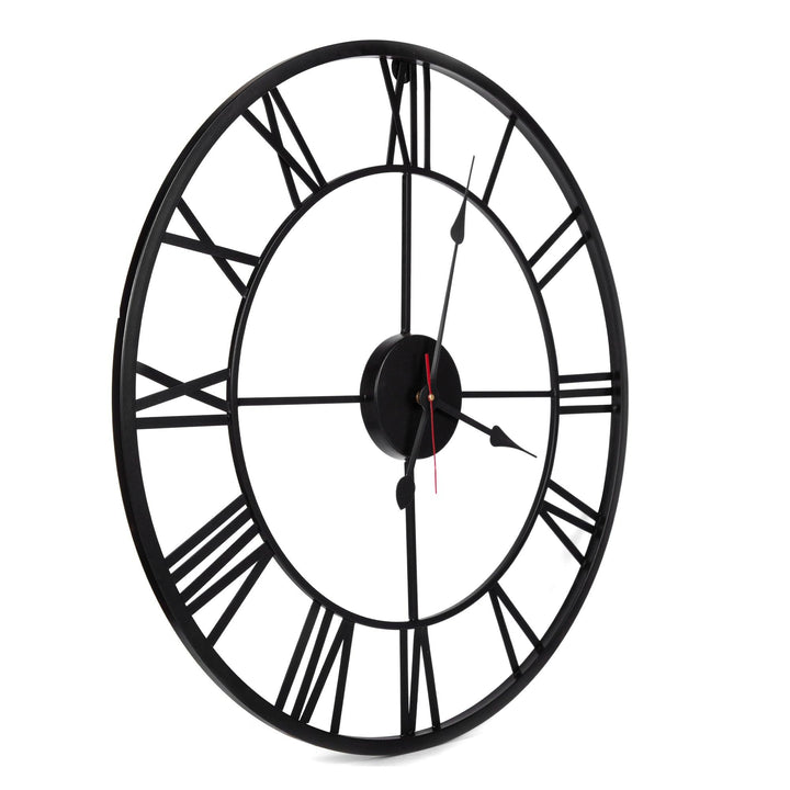 Handcrafted Roman Numeral Metal Wall Clock (30 Inch, Black) - Vintageware