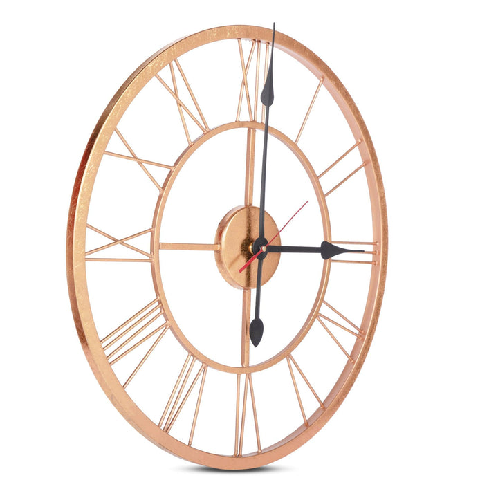 Handcrafted Roman Numeral Metal Wall Clock (30 Inch, Rose Golden) - Vintageware