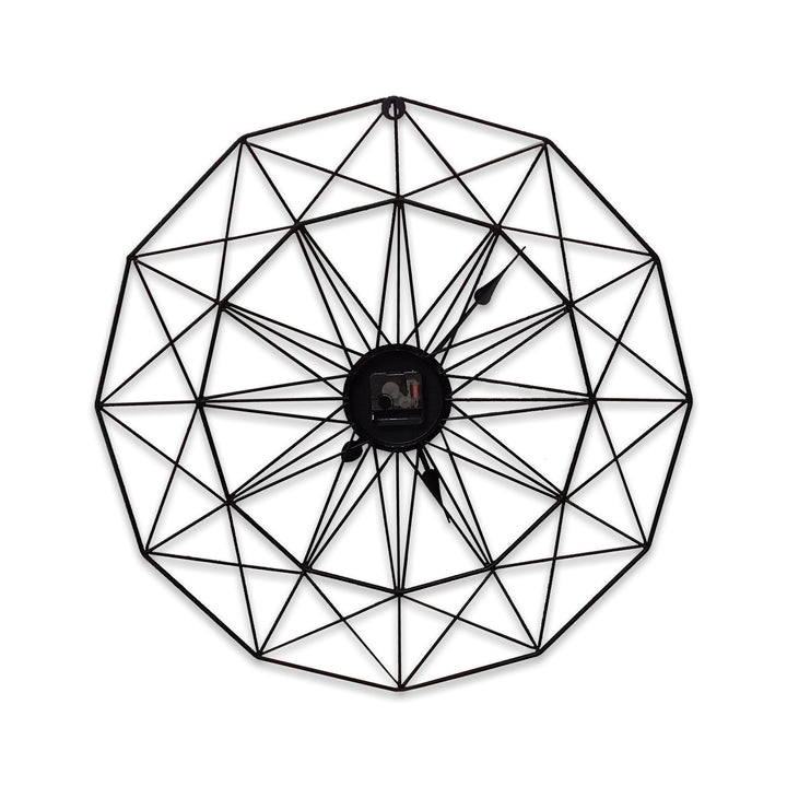 Handcrafted Geometrical Design Metal Wall Clock (24 Inch, Black) - Vintageware