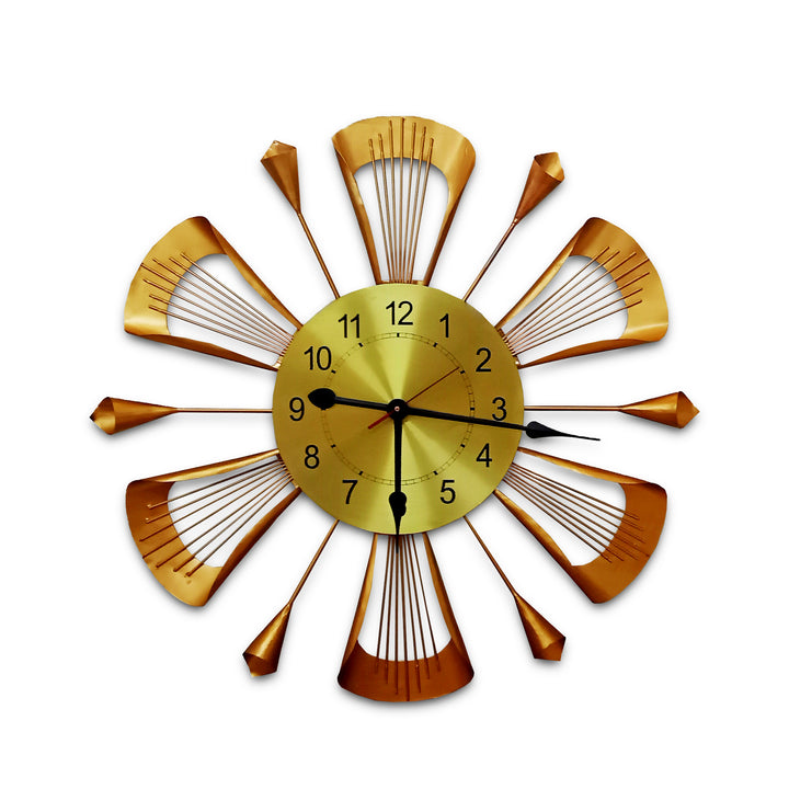 Handcrafted Antique Metal Wall Clock (24 Inch, Golden) - Vintageware