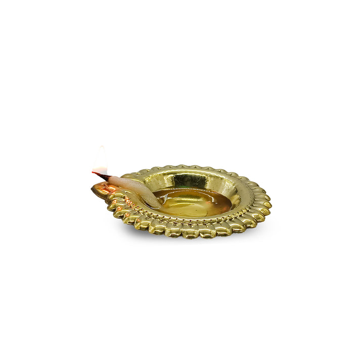 Brass Deepak Diya For Puja & Arti - Vintageware