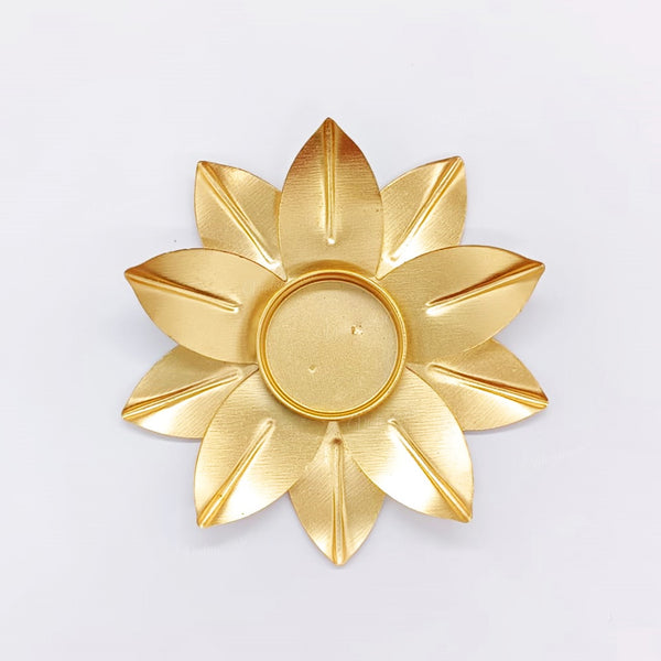 Golden Metal Lotus Diya For Home Temple and Festive Occasions