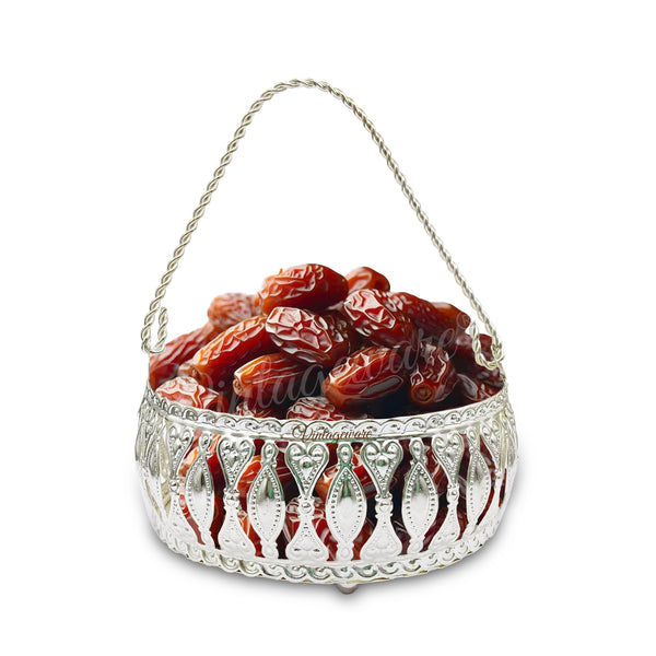 Multi-Purpose Decorative Bowl With Handle for Snacks, Dry fruits & Gifting Item (Diameter- 12 cm)