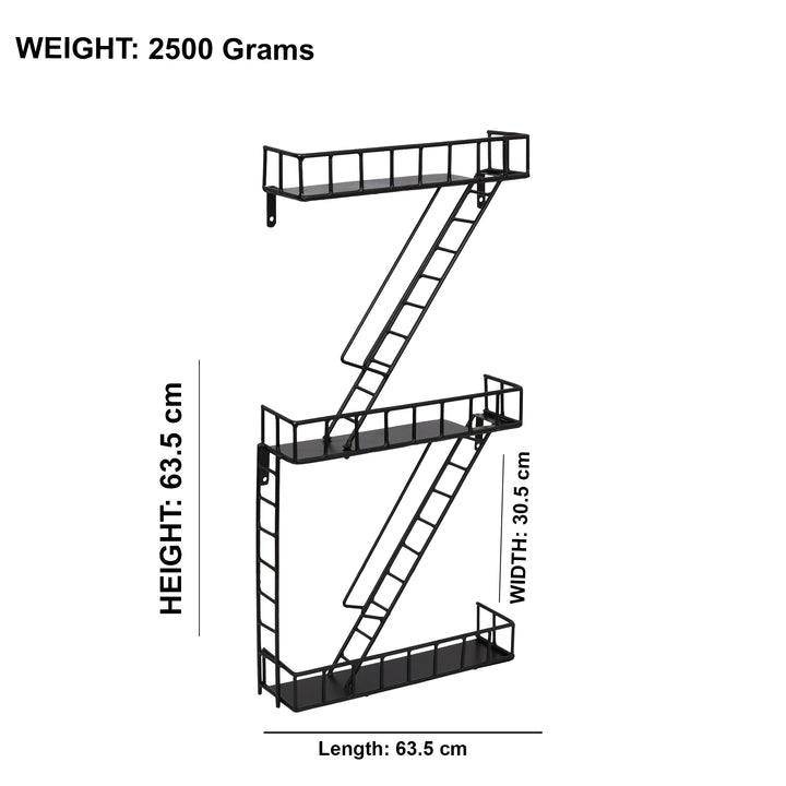 Metal Wall Shelf Zig-Zag Ladder