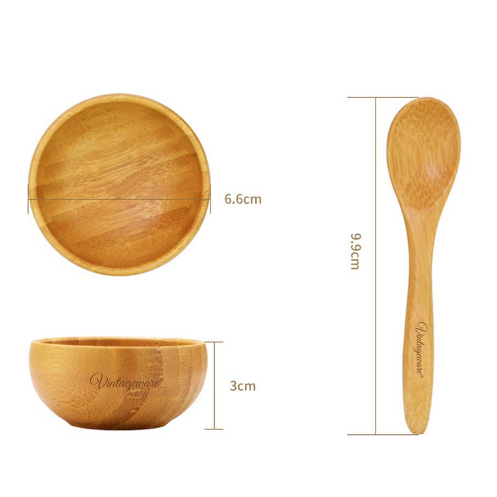 wooden bowl and spoon for face mask